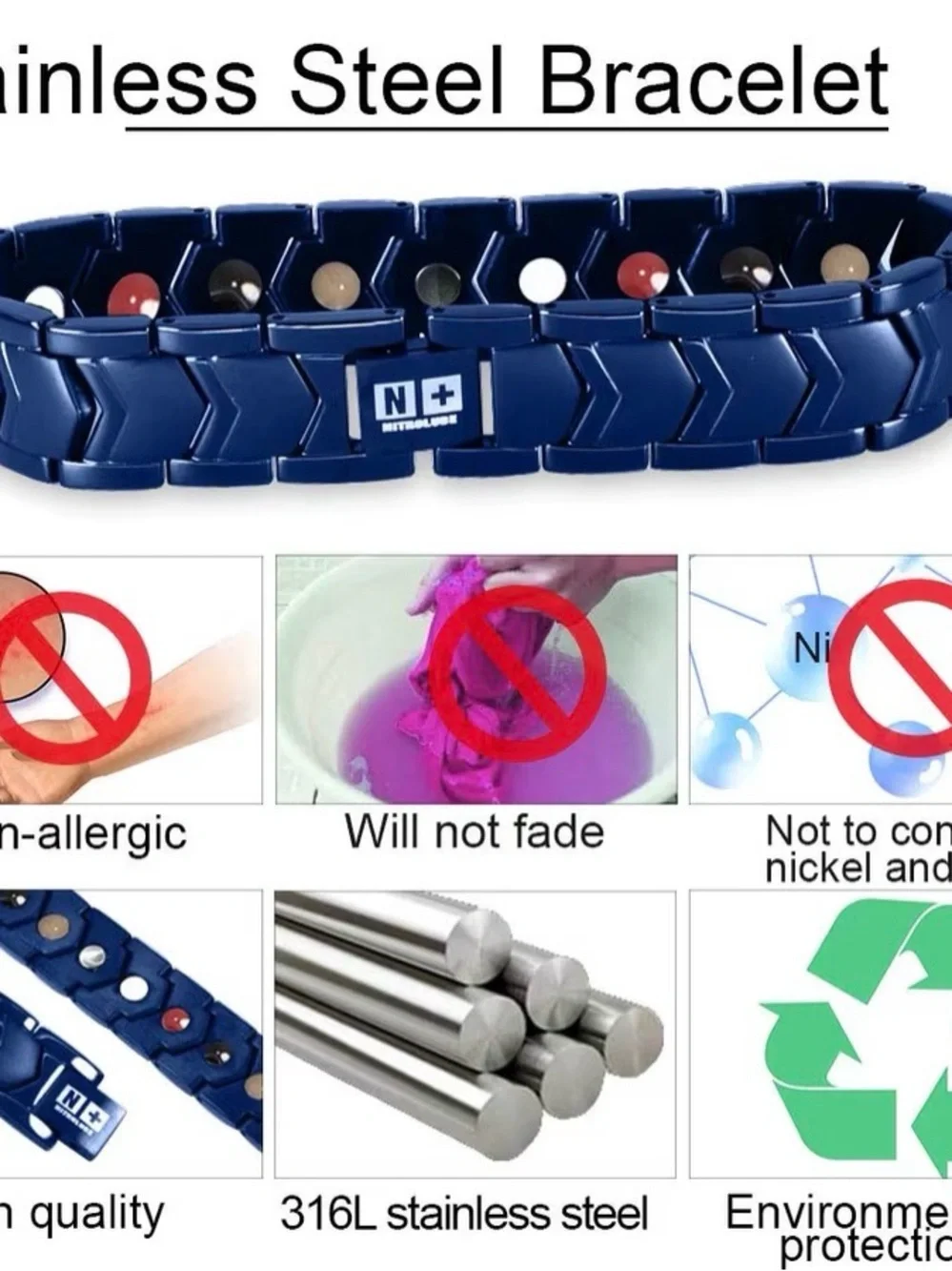 Blue Magnetic Therapy Bracelet - Men's Health Bracelet NWT